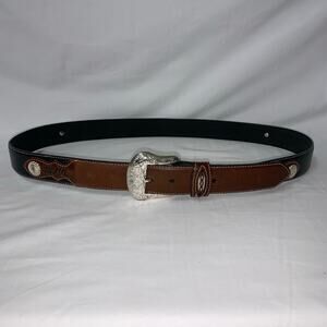 Men’s Nocona Black & Brown Leather Belt Size 46